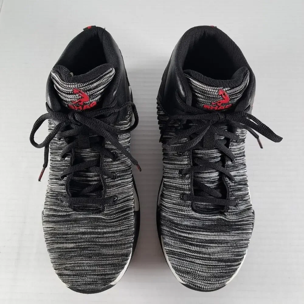 Shaq Dunkman Basketball Shoes Black White Knit High Top Boys 6 Non Marking Soles